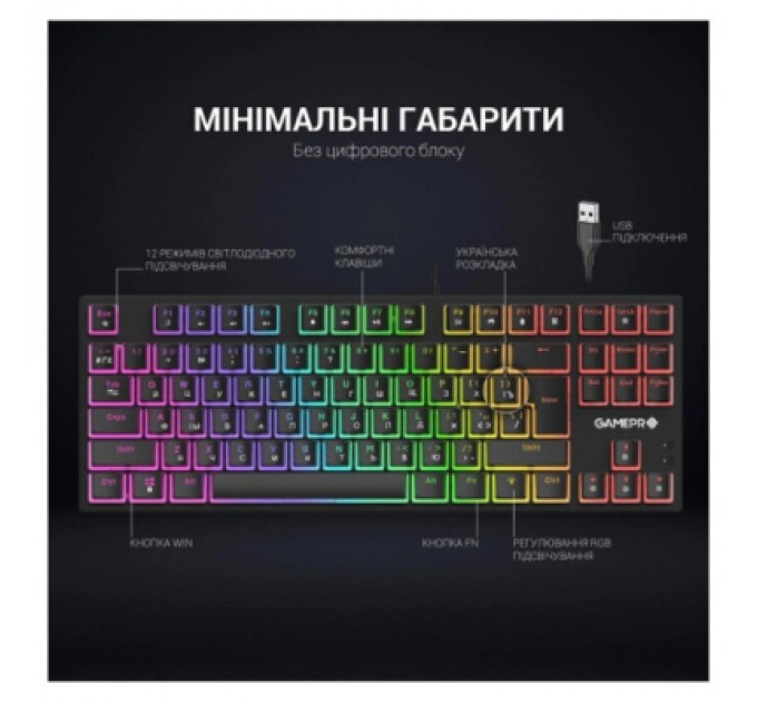 GamePro Клавіатура GamePro MK80B RGB Blue Switch USB Black (MK80B)