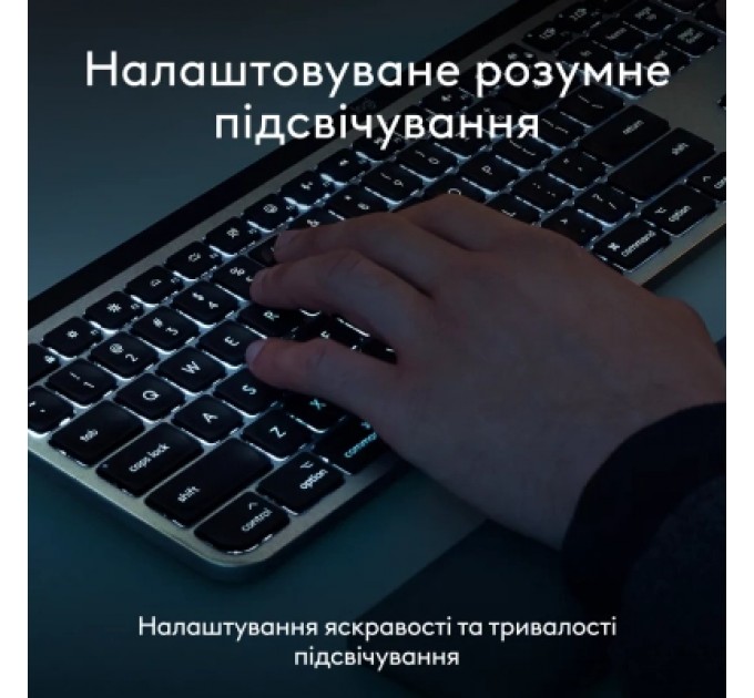 Logitech Клавіатура Logitech MX Keys S для MAC Bluetooth/Wireless UA Pale Grey (920-011638)