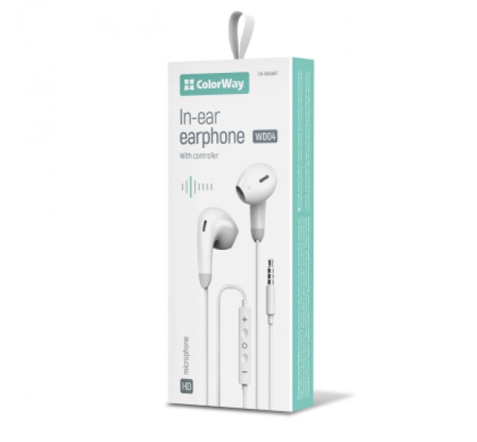 ColorWay Навушники ColorWay 3.5 mm Wired Earphone Sound Wave White (CW-WD04WT)