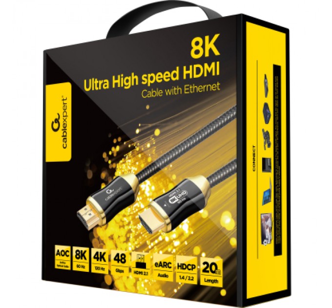 Cablexpert Кабель мультимедійний HDMI to HDMI 25.0m V.2.1, 8K 60Hz/4K 144Hz Optical Cablexpert (CCBP-HDMI8K-AOC-25M-EU)