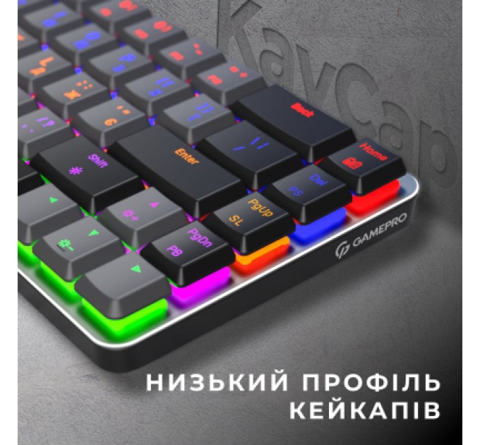 GamePro Клавіатура GamePro MK122R Red Swich Low Profile Wireless Dark Gray (MK122R)