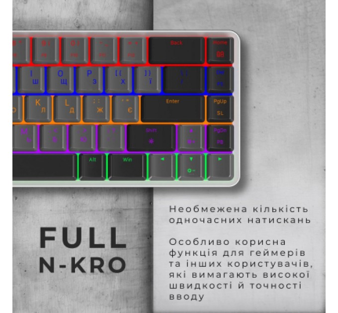 GamePro Клавіатура GamePro MK122R Red Swich Low Profile Wireless Dark Gray (MK122R)