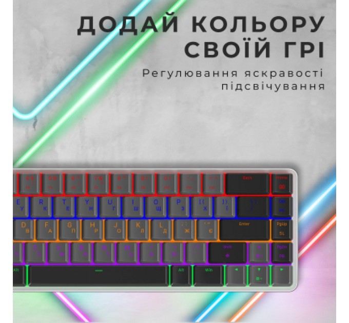 GamePro Клавіатура GamePro MK122R Red Swich Low Profile Wireless Dark Gray (MK122R)