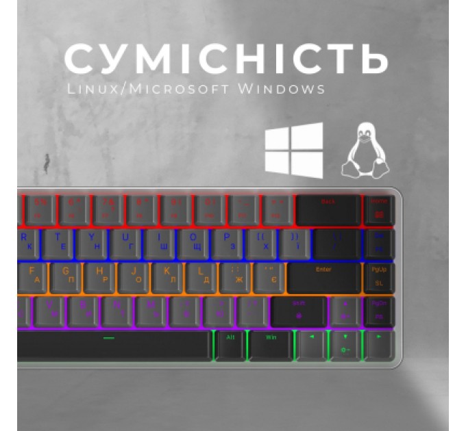 GamePro Клавіатура GamePro MK122R Red Swich Low Profile Wireless Dark Gray (MK122R)