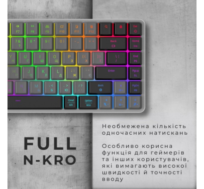 GamePro Клавіатура GamePro MK230R Red Swich Low Profile RGB Wireless/Bluetooth/USB Dark Gray (MK230R)
