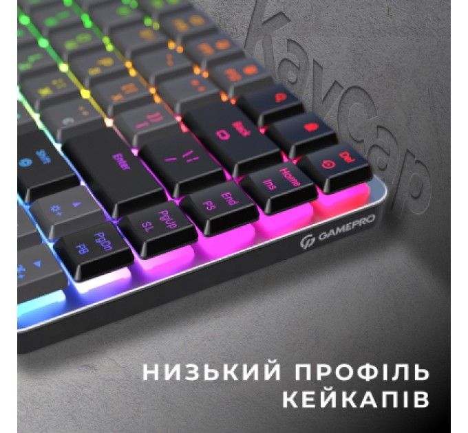 GamePro Клавіатура GamePro MK230R Red Swich Low Profile RGB Wireless/Bluetooth/USB Dark Gray (MK230R)