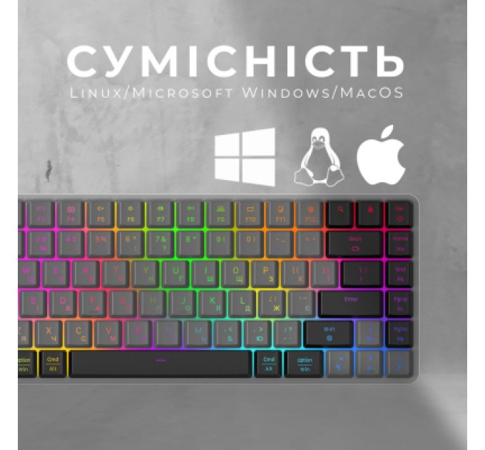 GamePro Клавіатура GamePro MK230R Red Swich Low Profile RGB Wireless/Bluetooth/USB Dark Gray (MK230R)