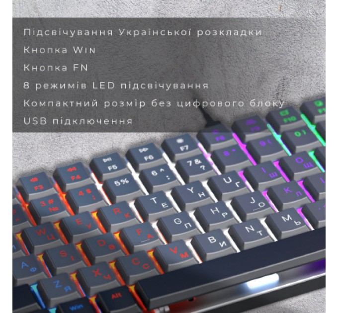 GamePro Клавіатура GamePro MK140R Red Swich Low Profile USB Dark Gray (MK140R)