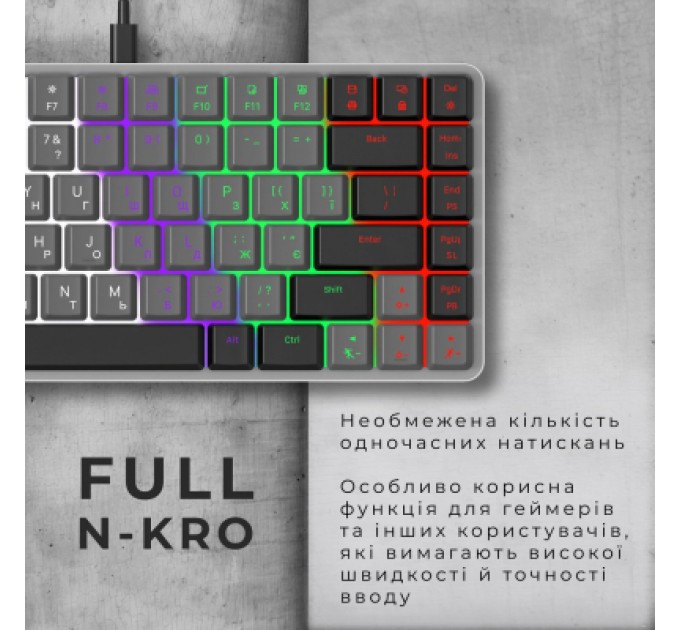 GamePro Клавіатура GamePro MK140R Red Swich Low Profile USB Dark Gray (MK140R)