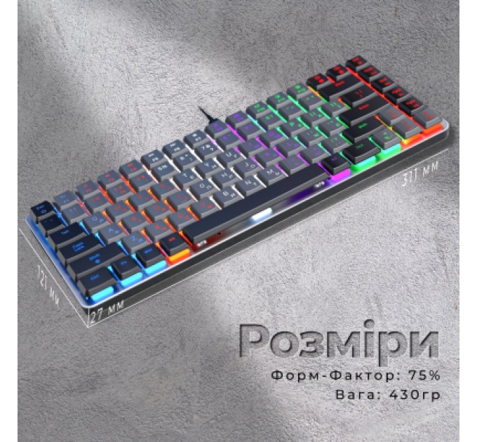 GamePro Клавіатура GamePro MK140R Red Swich Low Profile USB Dark Gray (MK140R)