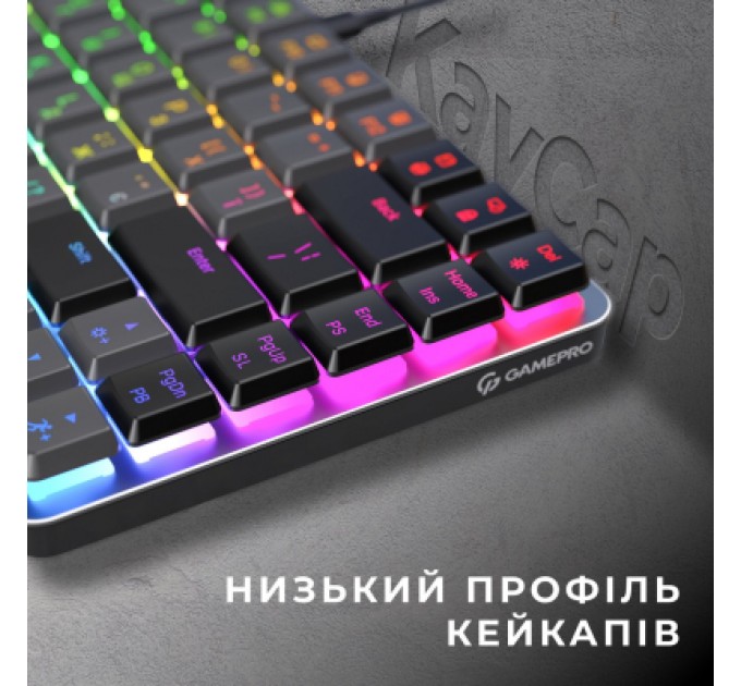 GamePro Клавіатура GamePro MK141R Red Swich Low Profile RGB USB Dark Gray (MK141R)
