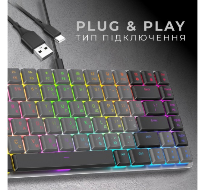 GamePro Клавіатура GamePro MK141R Red Swich Low Profile RGB USB Dark Gray (MK141R)
