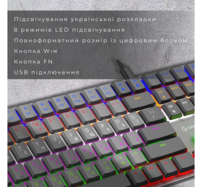 GamePro Клавіатура GamePro MK145R Red Swich Low Profile USB Dark Gray (MK145R)