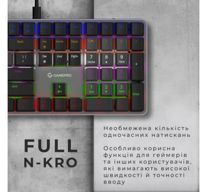 GamePro Клавіатура GamePro MK145R Red Swich Low Profile USB Dark Gray (MK145R)