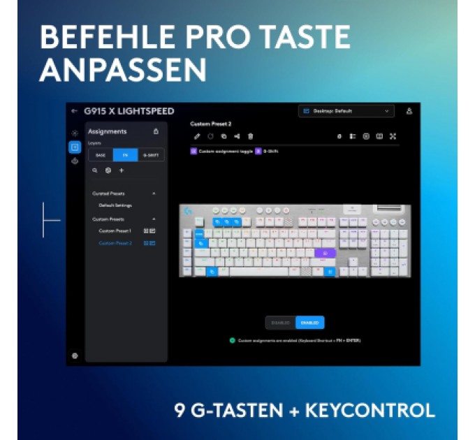 Logitech Клавіатура Logitech G915 X Lightspeed Switch-Tactile Wireless/Bluetooth/USB UA White (920-012690)