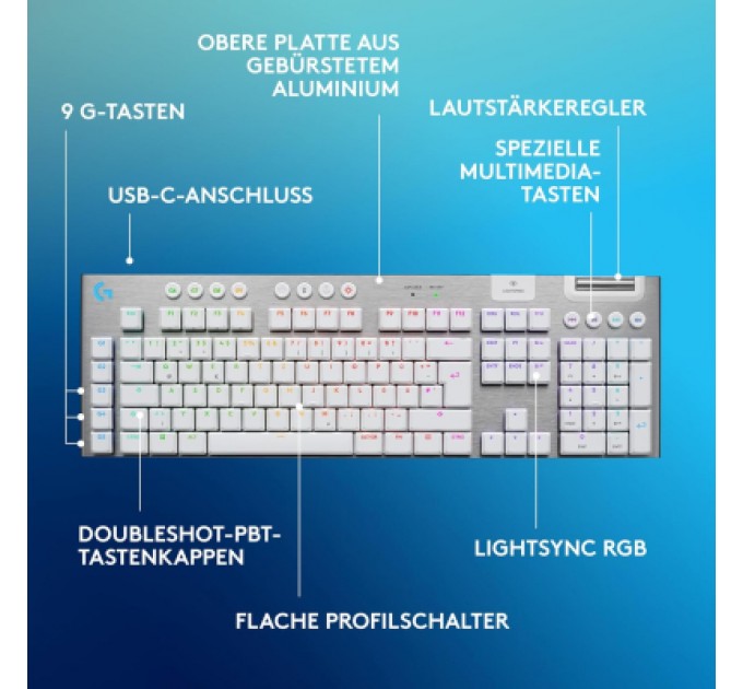 Logitech Клавіатура Logitech G915 X Lightspeed Switch-Tactile Wireless/Bluetooth/USB UA White (920-012690)