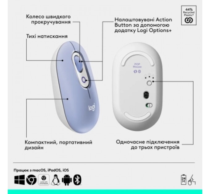 Logitech Комплект Logitech POP Icon Combo Bluetooth UA Lilac (920-013078)