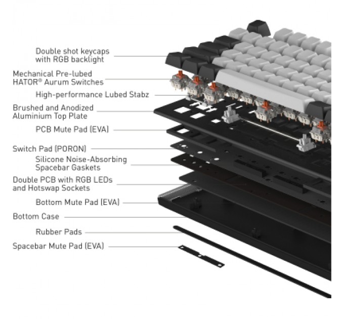 Hator Клавіатура Hator Gravity TKL Orange USB White (HTK561UA)