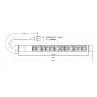 Силовий блок Conteg 19" 12 розеток IEC C13, вилка С14, кабель 3м (IP-BA-C12C300010)