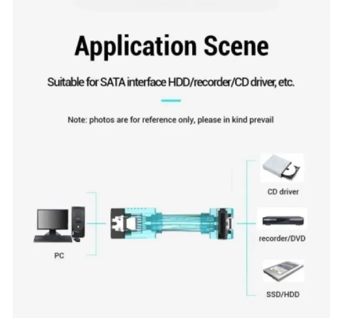 Vention Кабель для передачі даних SATA 3.0 7pin F/F 0.5m L Blue Vention (KDDSD)