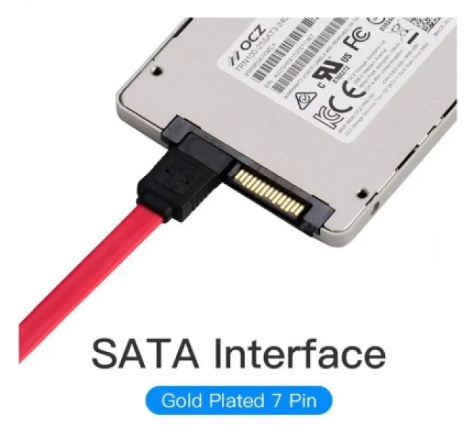 Vention Кабель для передачі даних SATA 3.0 7pin F/F 0.5m L Red Vention (KDDRD)