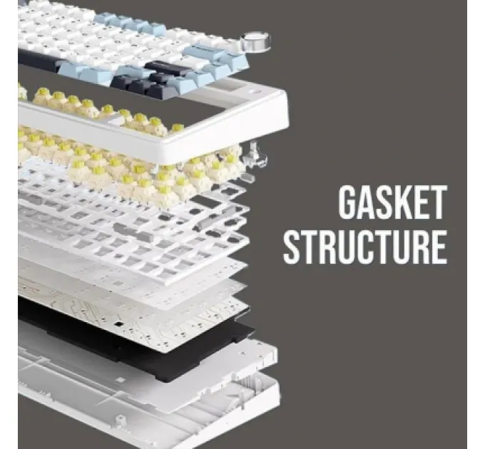 Aula Клавіатура Aula F75 Gasket Greywood V3 switch Hot-Swap PBT Wireless/Bluetooth/USB White (6948391208640)