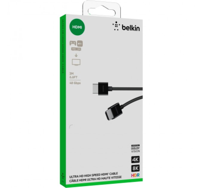 Belkin Кабель мультимедійний HDMI to HDMI 2.0m v2.1 High Speed Ethernet Belkin (AV10175BT2MBKV2)