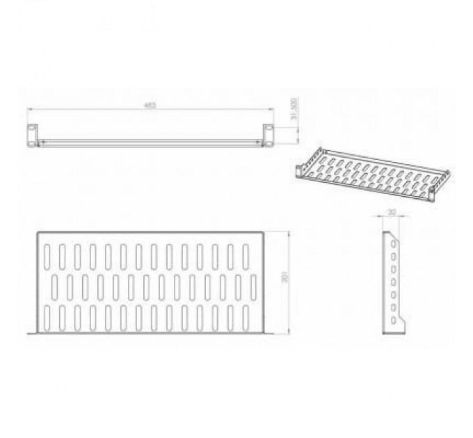 CSV Полка 19" CSV 1U глиб. 200мм, 1мм, колір чорний (00275)