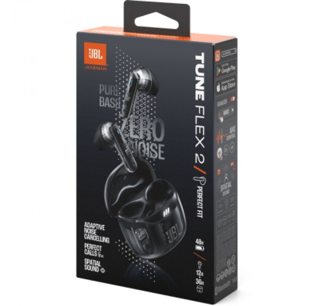 JBL Навушники JBL Tune Flex 2 Ghost Black (JBLTFLEX2GBLK)