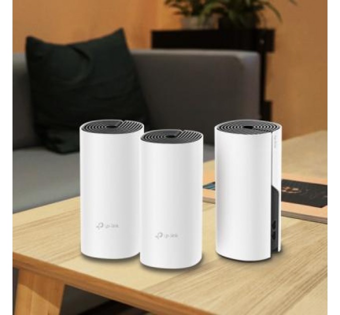 TP-Link Точка доступу Wi-Fi TP-Link DECO E4 3 pcs AC1200, 2xFE LAN/WAN, MESH, MU-MIMO, Beamformi (DECO-E4-3-PACK)