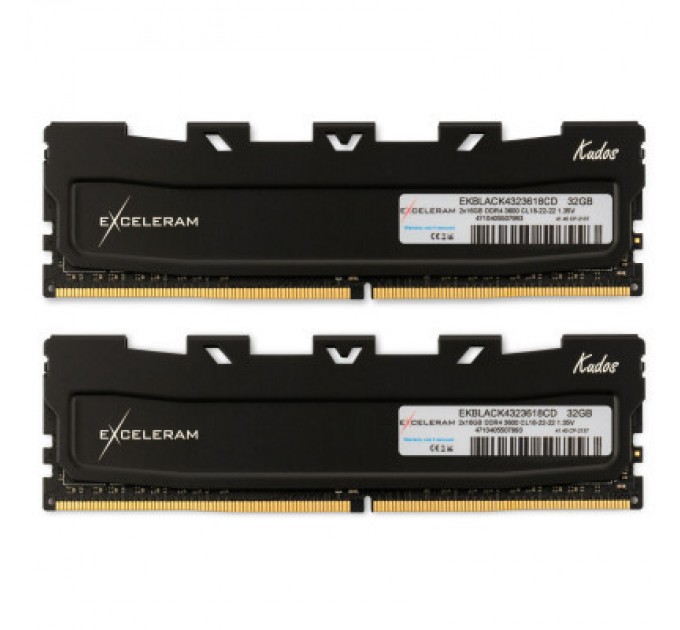eXceleram Модуль пам'яті для комп'ютера DDR4 32GB (2x16GB) 3600 MHz Black Kudos eXceleram (EKBLACK4323618CD)