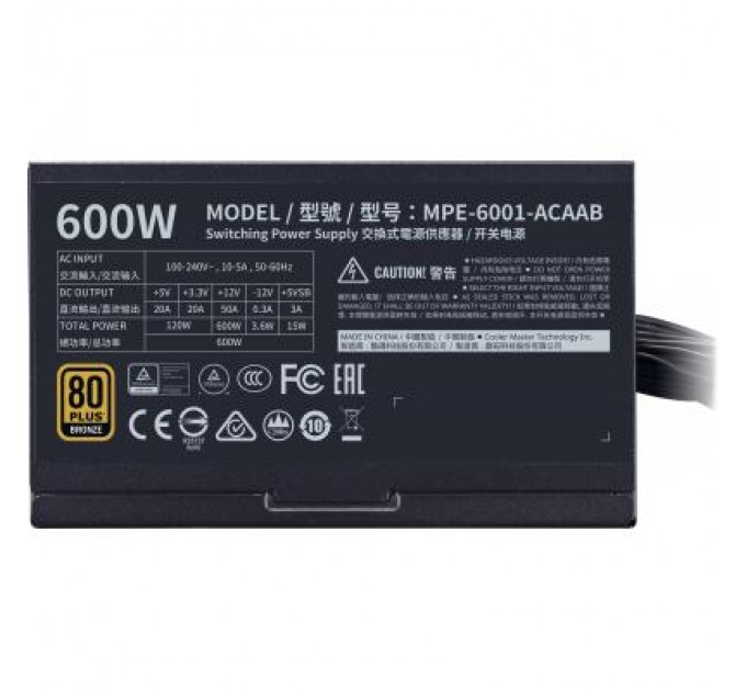 COOLER MASTER Блок живлення CoolerMaster 600W MWE 600 Bronze V2 (MPE-6001-ACAAB-EU)