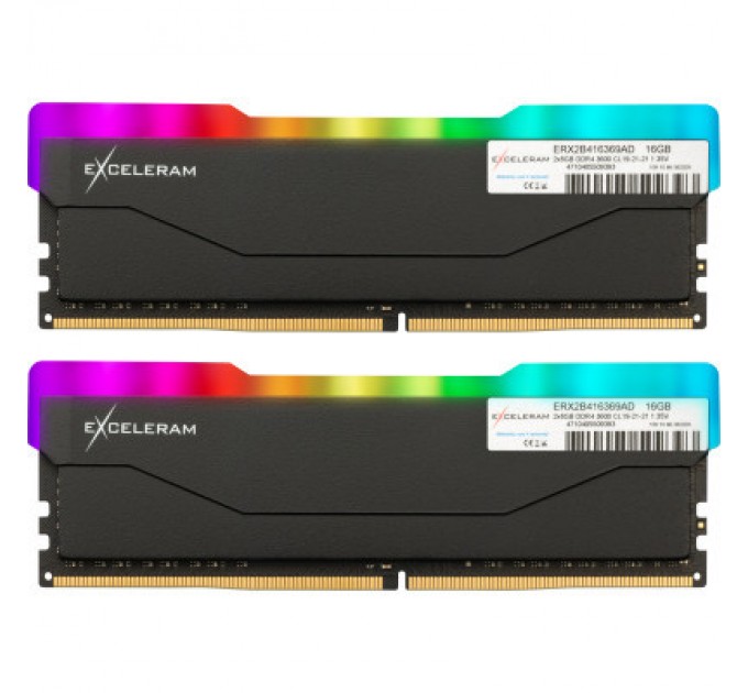eXceleram Модуль пам'яті для комп'ютера DDR4 16GB (2x8GB) 3600 MHz RGB X2 Series Black eXceleram (ERX2B416369AD)