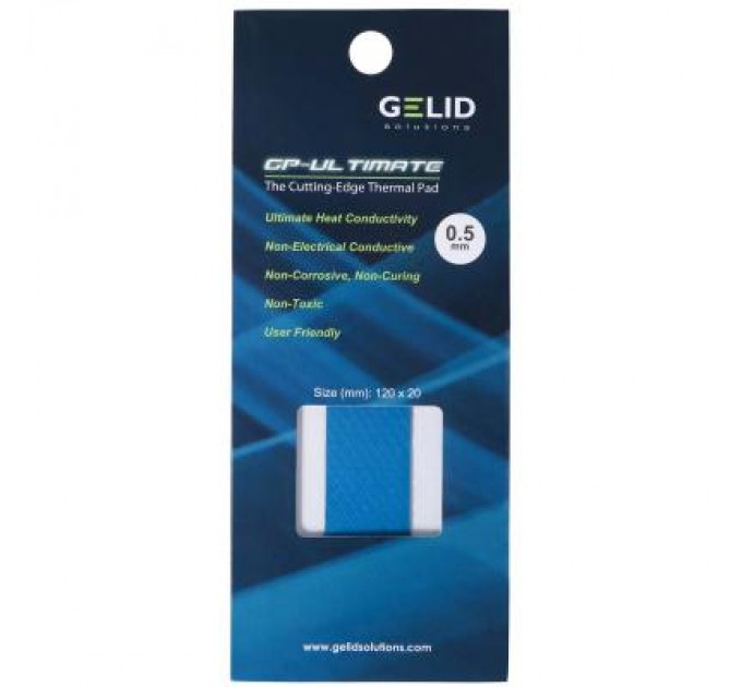 Gelid Solutions Термопрокладка Gelid Solutions GP-Ultimate Thermal Pad 120x20x0.5 mm (TP-GP04-R-A)