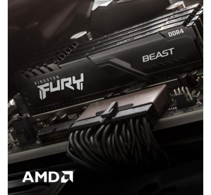 Kingston Fury (ex.HyperX) Модуль пам'яті для комп'ютера DDR4 32GB (2x16GB) 3733 MHz Fury Beast Black Kingston Fury (ex.HyperX) (KF437C19BB1K2/32)