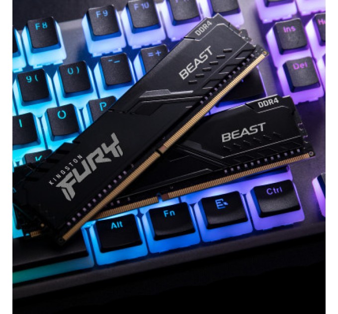 Kingston Fury (ex.HyperX) Модуль пам'яті для комп'ютера DDR4 32GB (2x16GB) 3733 MHz Fury Beast Black Kingston Fury (ex.HyperX) (KF437C19BB1K2/32)