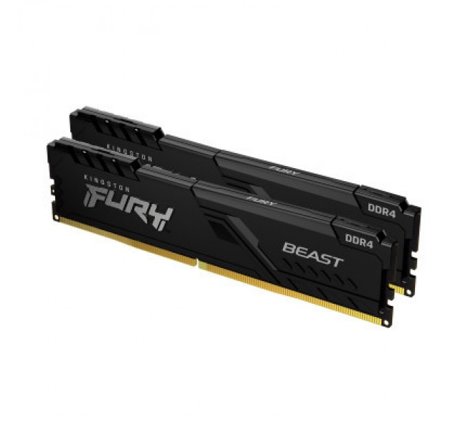 Kingston Fury (ex.HyperX) Модуль пам'яті для комп'ютера DDR4 16GB (2x8GB) 3733 MHz Fury Beast Black Kingston Fury (ex.HyperX) (KF437C19BBK2/16)