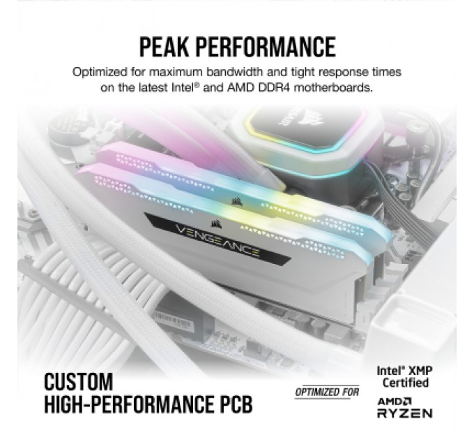 Corsair Модуль пам'яті для комп'ютера DDR4 16GB (2x8GGB) 3600 MHz Vengeance RGB Pro SL White Corsair (CMH16GX4M2D3600C18W)