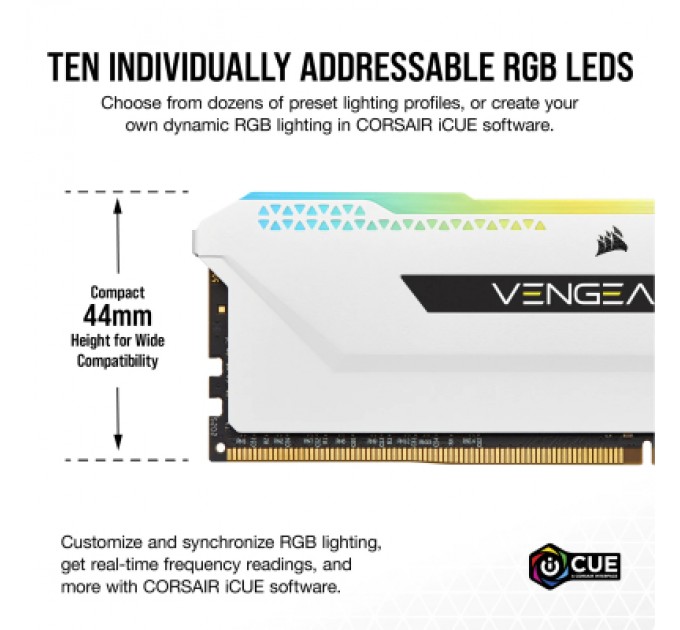 Corsair Модуль пам'яті для комп'ютера DDR4 16GB (2x8GGB) 3600 MHz Vengeance RGB Pro SL White Corsair (CMH16GX4M2D3600C18W)