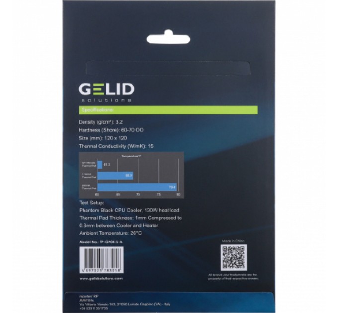 Gelid Solutions Термопрокладка Gelid Solutions GP-Ultimate Thermal Pad 120x120x2 mm (TP-GP04-S-D)