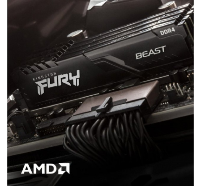 Kingston Fury (ex.HyperX) Модуль пам'яті для комп'ютера DDR4 32GB (2x16GB) 2666 MHz FURY Beast Black Kingston Fury (ex.HyperX) (KF426C16BBK2/32)