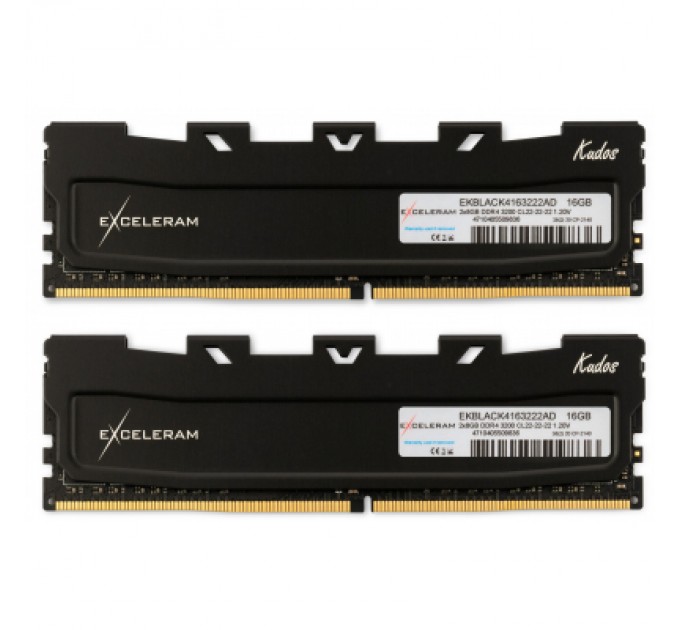 eXceleram Модуль пам'яті для комп'ютера DDR4 16GB (2x8GB) 3200 MHz Black Kudos eXceleram (EKBLACK4163222AD)