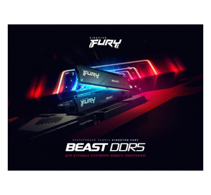 Kingston Fury (ex.HyperX) Модуль пам'яті для комп'ютера DDR5 32GB (2x16GB) 6000 MHz Beast Black Kingston Fury (ex.HyperX) (KF560C40BBK2-32)