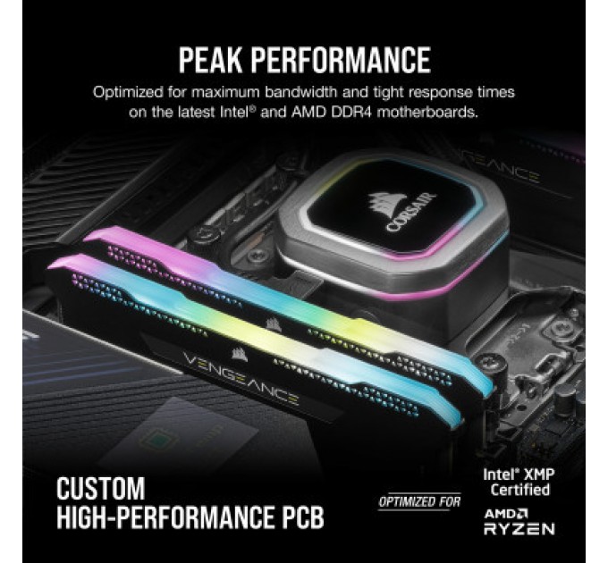 Corsair Модуль пам'яті для комп'ютера DDR4 32GB (2x16GB) 3200 MHz Vengeance RGB PRO SL Black Corsair (CMH32GX4M2E3200C16)