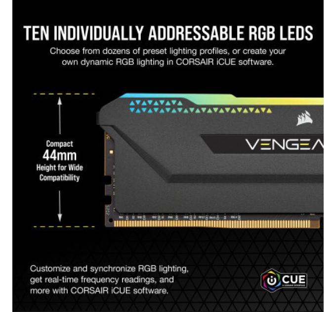 Corsair Модуль пам'яті для комп'ютера DDR4 32GB (2x16GB) 3200 MHz Vengeance RGB PRO SL Black Corsair (CMH32GX4M2E3200C16)