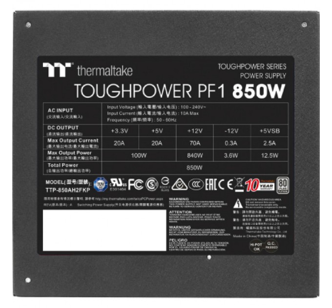 ThermalTake Блок живлення ThermalTake 850W Toughpower PF1 (PS-TPD-0850FNFAPE-1)