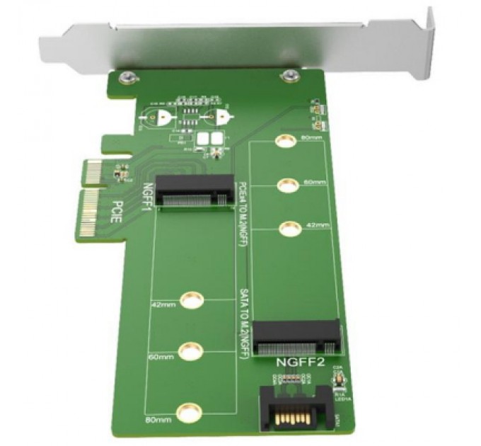 Maiwo Контролер Maiwo Multi-Size PCIex4 & SATA to M.2 (M-Key or B-key) KT015 SSD (45774)