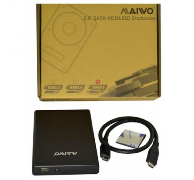 Maiwo Кишеня зовнішня Maiwo 2.5" SATA HDD/SSD to USB3.1 GEN2 Type-C (45768)