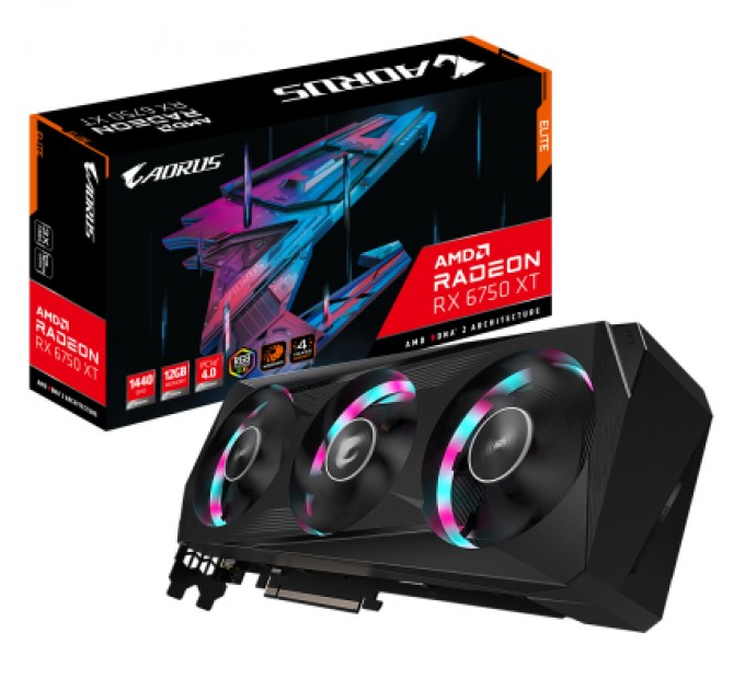 GIGABYTE Відеокарта GIGABYTE Radeon RX 6750 XT 12Gb AORUS ELITE (GV-R675XTAORUS E-12GD)
