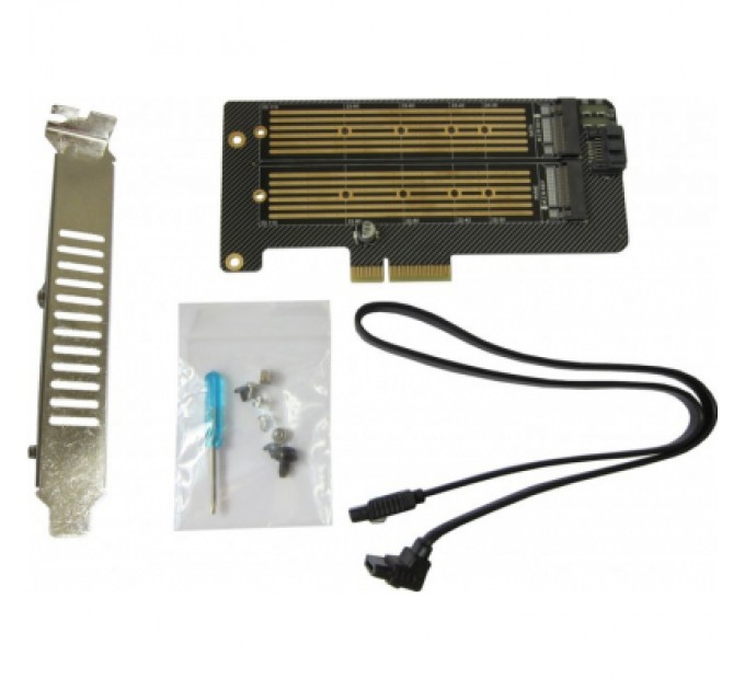 Dynamode Контролер Dynamode 2х M.2 NVMe M-Key /SATA B-key SSD to PCI-E 3.0 x4/ x8/ x16, (PCI-Ex4- 2xM.2 MB-key)